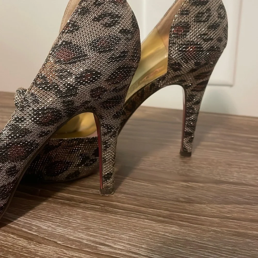 Paris Hilton Heels Size 8M Animal Print Metallic Shimmer - Picture 3 of 11